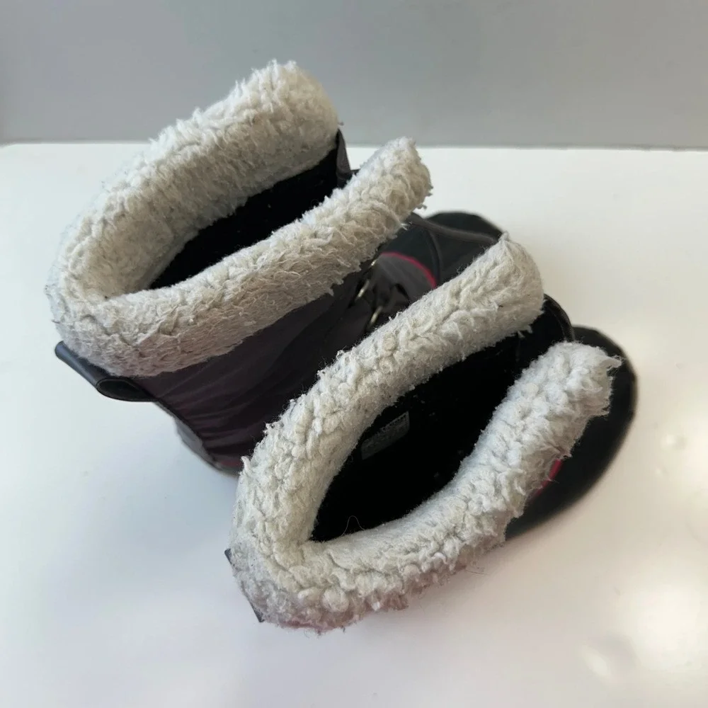Sorel Waterproof Winter‎ Snow Boots Faux Fur Trim Lace Up Gray Pink Women Size 5